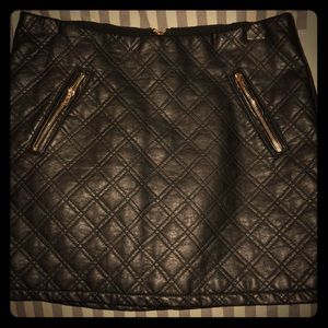 Faux Leather Quilted Mini Skirt